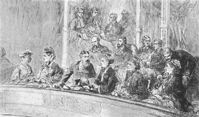 1901年5月8日，维多利亚女王和德国女皇奥古斯塔在阿尔伯特音乐厅举行的音乐会上，1872年5月8日。 作者 不明