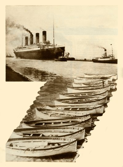 RMS泰坦尼克号和救生艇，1912年，1935年。 作者 不明
