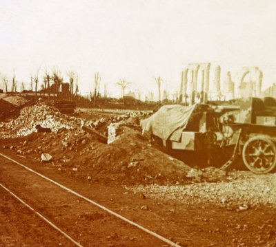 比利时法兰德斯Noordschote村的铁路线，c1914-c1918 作者 不明