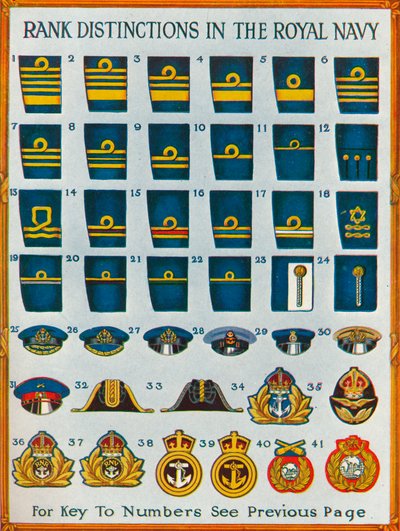 1919年，1919年，皇家海军中的军衔区别 作者 不明