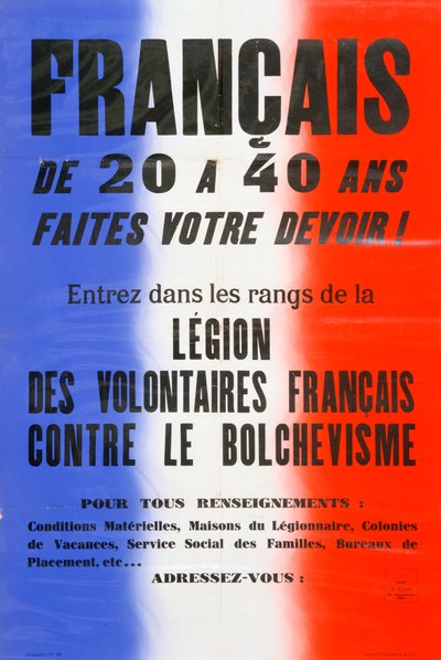 1941-1944年法国志愿军团招募海报 作者 Unbekannt