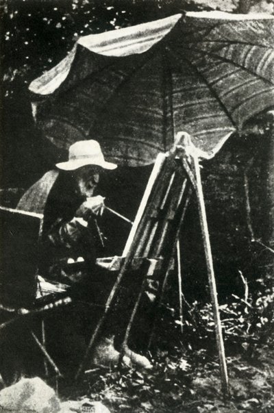 雷诺阿在户外绘画，1910年代，1947年。 作者 不明