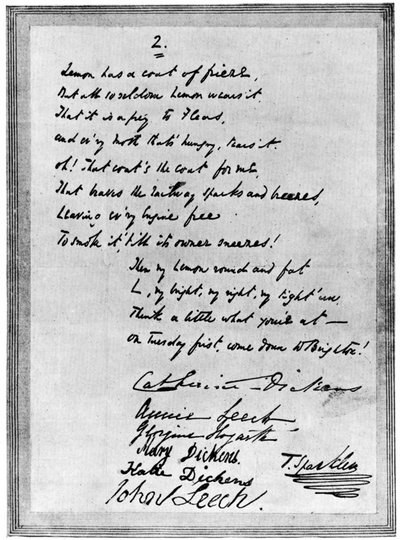 查尔斯·狄更斯（Charles Dickens）给马克·莱姆（Mark Lemon）的押韵信，1901年中 作者 不明