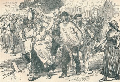 巴黎公社，1871年，暴乱者和石油人在巴黎烧毁公共建筑 作者 不明