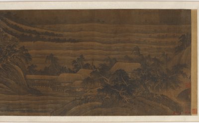 有房屋和寺庙的河谷，明朝，15-16世纪。 作者 不明
