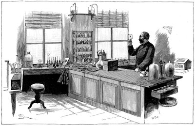 罗伯特·科赫（Robert Koch 1843-1910），德国细菌学家和医师在他的实验室 作者 不明
