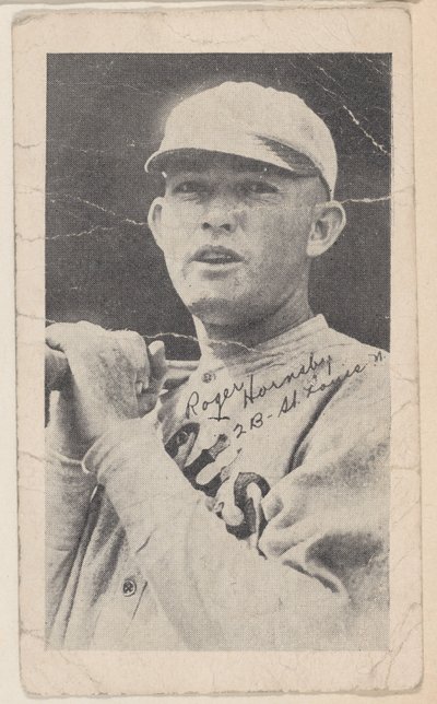 Rogers Hornsby, 2 B - St. Louis N., from Baseball strip cards W575-2, ca. 1921-22. 作者 不明