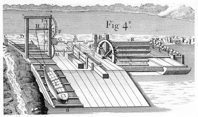 用于将船只从一个水位转移到另一个水位的过桥或斜面，1737年 作者 不明