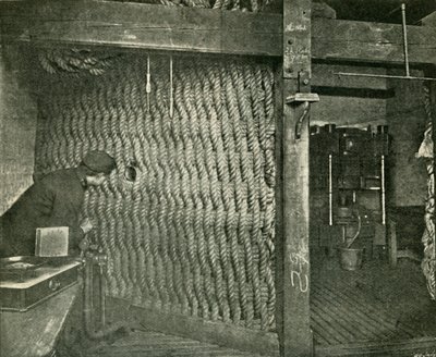 1901年，在按下炸药棉时用于保护的绳网。 作者 不明