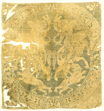 带有亚马逊和十字架的圆环画，拜占庭式，7-9世纪。 作者 不明
