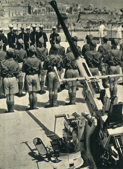皇家海军陆战队在庆祝第二次世界大战的成功防御马耳他，1943年1944年。 作者 不明