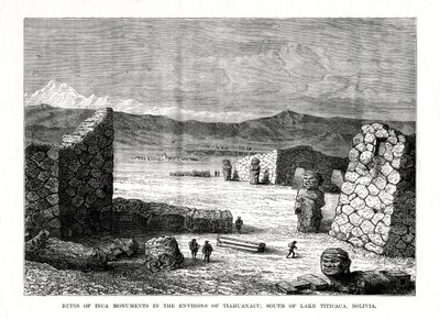 1877年，玻利维亚的喀喀湖以南Tiahuanacu周围的印加古迹遗址 作者 不明