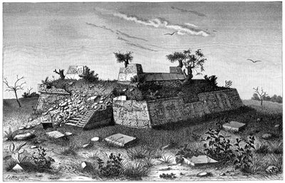 墨西哥Xochicalco金字塔台阶的废墟，1901年 作者 不明