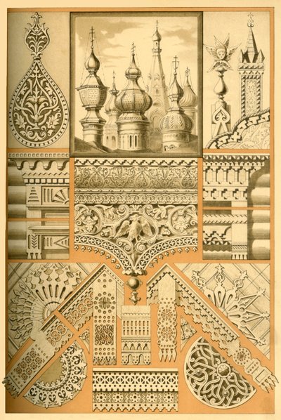 俄罗斯建筑装饰品和木雕，1898年。 作者 不明