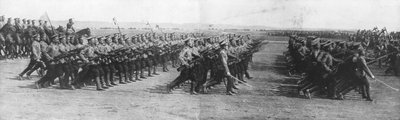 1914年7月22日，法国总统雷蒙德·庞加莱斯（Raymond Poincares）访问俄罗斯期间，俄罗斯军队阅兵。 作者 不明