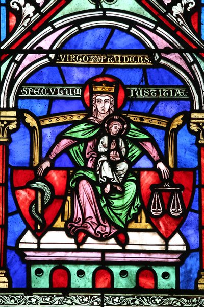 Saint Fargeau church. Stained glass window. Virgin Mary and the infant Jesus. France 作者 不明