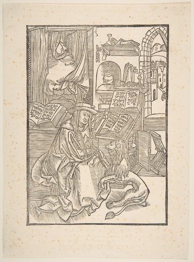 圣热罗姆（Saint Jerome）从狮子脚上摘取刺，里昂，1508年。 作者 不明