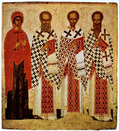 圣徒Paraskeve，神学家Gregory，John Chrysostom和Basil the Great，十五世纪初 作者 不明