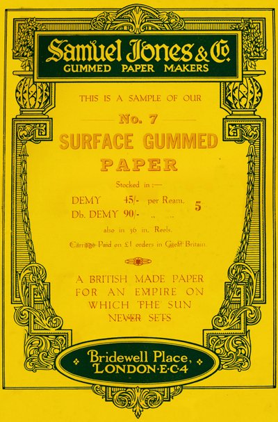 塞缪尔·琼斯（Samuel Jones＆Company）胶纸制造商的广告，1919年 作者 不明