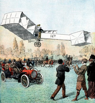 1906年，桑托斯·杜蒙（Santos-Dumont）在欧洲进行了首次动力飞机飞行 作者 不明