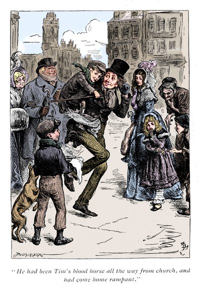 查尔斯·狄更斯（Charles Dickens）的《圣诞颂歌》中的场景，1843年 作者 不明