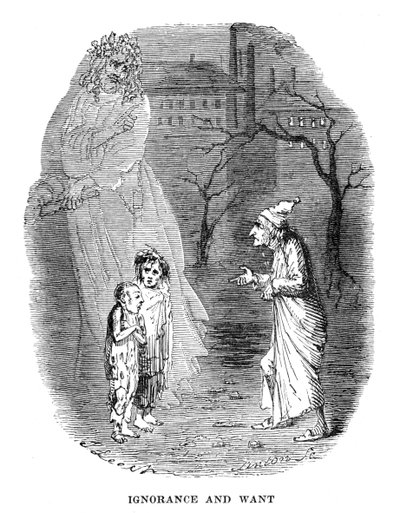 查尔斯·狄更斯（Charles Dickens）的《圣诞颂歌》中的场景，1843年 作者 不明