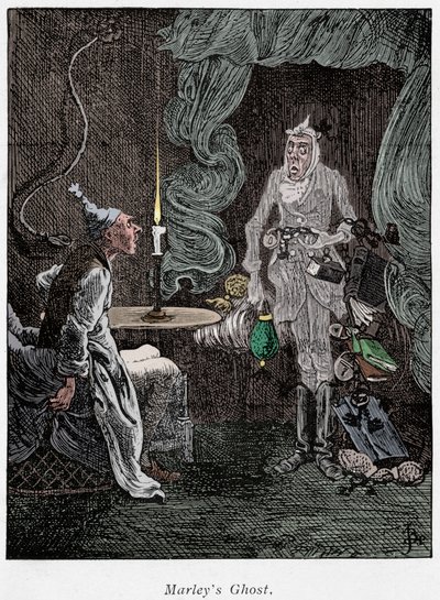 查尔斯·狄更斯（Charles Dickens）的《圣诞颂歌》中的场景，1843年 作者 不明