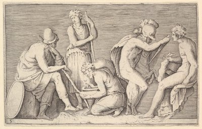 牺牲场面与战士杀害Ram和其他四个图，出版了。 1599-1622。 作者 不明