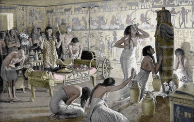 公元前1325年1933-1934年在埃及图坦卡蒙的丧葬神庙哀悼现场 作者 不明