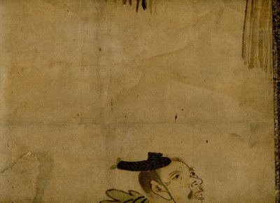 卷轴画描绘了日本传统的两人喜剧团队，称为万载 作者 不明