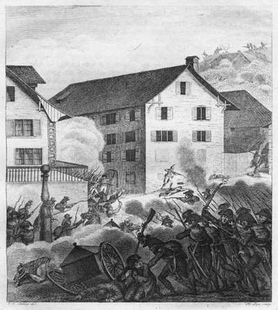 苏黎世第二次战役，中央的战斗场面，1799年 作者 不明
