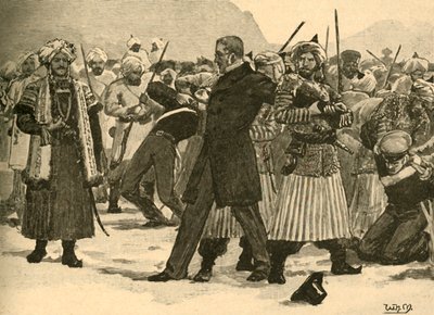 1841年1890年，阿富汗阿克巴·汗（Akbar Khan）夺取了威廉·麦克纳滕爵士（Sir William Macnaghten）。 作者 不明