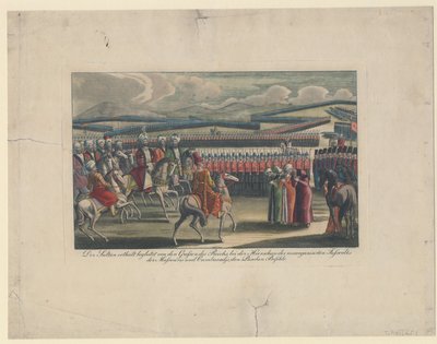 土耳其人苏丹·塞利姆三世（Selim III）欢迎他对农村地区的新步兵进行审查 作者 不明