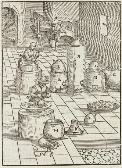 金和汞矿石的分离 - 从矿石描述和主要采矿方法雕刻，Lazarus Ecker 作者 不明