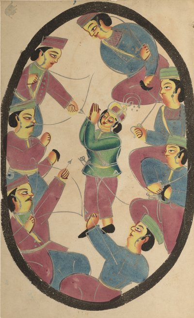 1800年代，七个杀死阿比曼尼亚（Abhimanya）的英雄或战士。 作者 不明