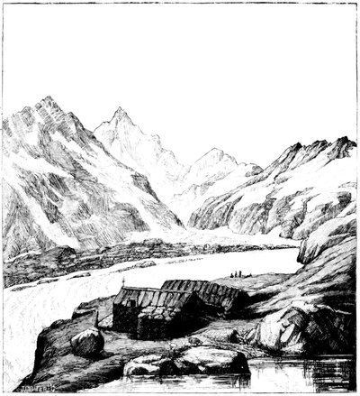 冰川学家路易斯·阿加西兹（Louis Agassiz）建造的庇护所，瑞士Aar冰川，1842年1885年 作者 不明