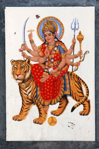 Sherawali, or Jagadamba. Folks in Northern India sing in praise of her as Jai Mata di, she is the same Durga or Shakti. 作者 不明