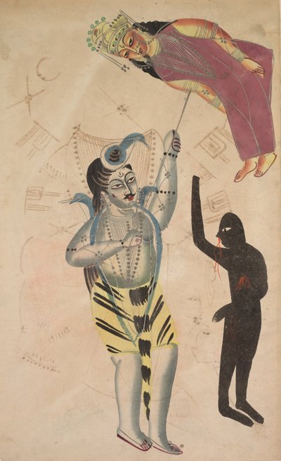 湿婆神（Shiva）于1800年代高枕无忧。 作者 不明