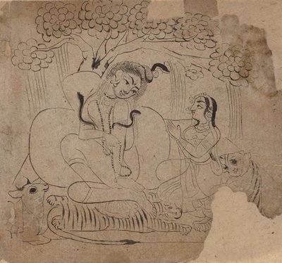 湿婆和帕瓦蒂，19世纪。 作者 不明