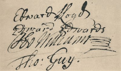 爱德华·劳埃德（Edward Lloyd）的签名，1692年，1928年 作者 Unbekannt