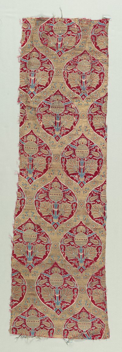 丝绸和金色锦缎碎片，1600至1650年。 作者 不明