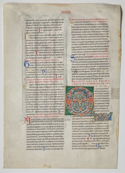 从由格拉提安法令单叶：装饰初始Q [具有带来uidam]，c1160-1165 作者 不明