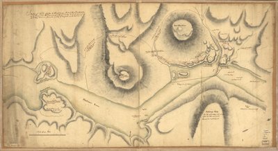 克林顿要塞和蒙哥马利要塞略图，1777 年 10 月 6 日被少将亨利-克林顿爵士（K.B. Henry Clinton）指挥的部队攻克。1777 年 10 月 6 日，由英国陆军中将、新约克及其属地总司令亨利-克林顿爵士（K.B. Henry Clinton）指挥的部队攻克。 作者 不明