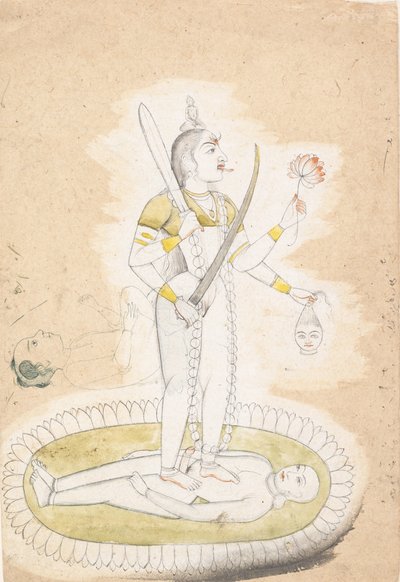 与卡利和一个小男孩的素描，约1800年。 作者 不明