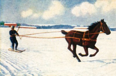 瑞典Skijöring，大约在1928年。 作者 不明