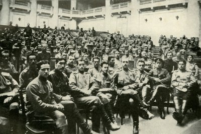 1919年在杜马举行的俄罗斯陆军士兵代表。 作者 不明