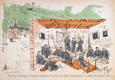 1870年12月，法普战争中的轰炸中，建筑物内的士兵 作者 不明