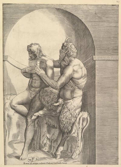壮观的罗马窥镜：潘教授年轻的奥林匹斯演奏长笛，ca。 1540-80。 作者 不明