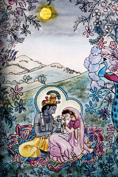 伊斯克康寺庙的彩色玻璃：克里希纳和拉达，伦敦，大布列塔尼地区 作者 不明