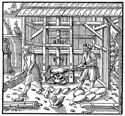 破碎铜杯形蛋糕以进一步精制的邮票，1556年 作者 不明